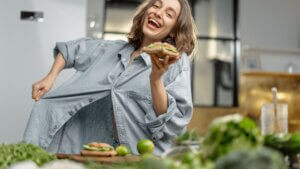 Woman enjoying her food